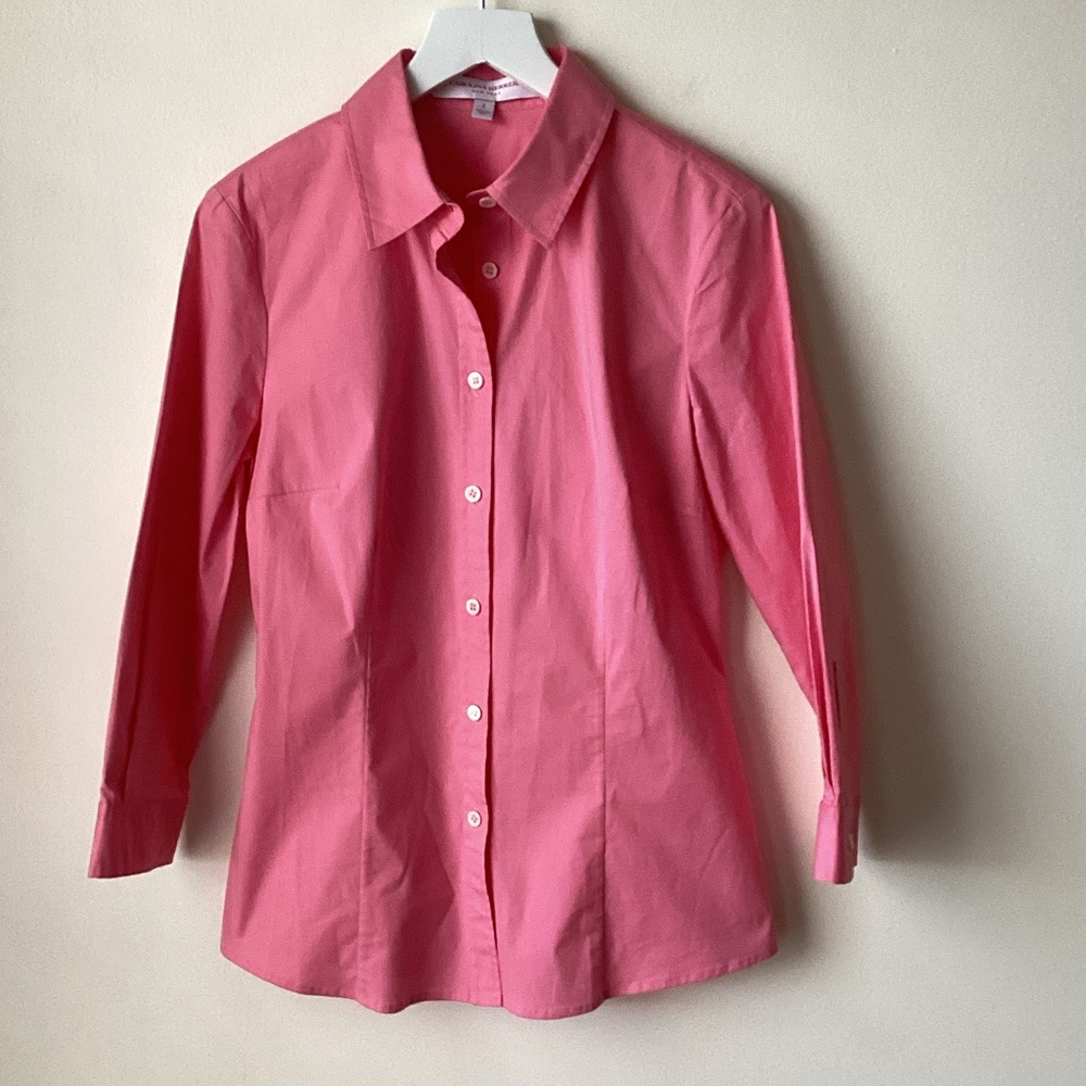 Carolina Herrera Pink Button Down Blouse